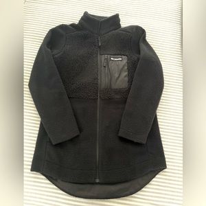 Columbia Sherpa/fleece jacket. A little longer and will cover your assets:)